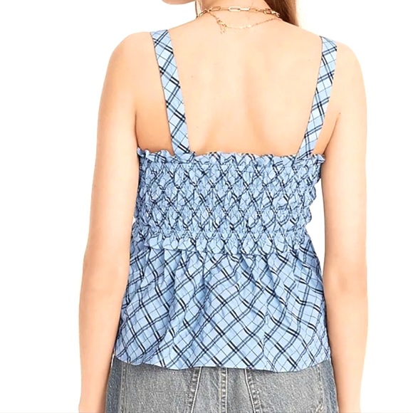 NWT J.Crew Smocked Tank Top in Textured Plaid S - Picture 3 of 7